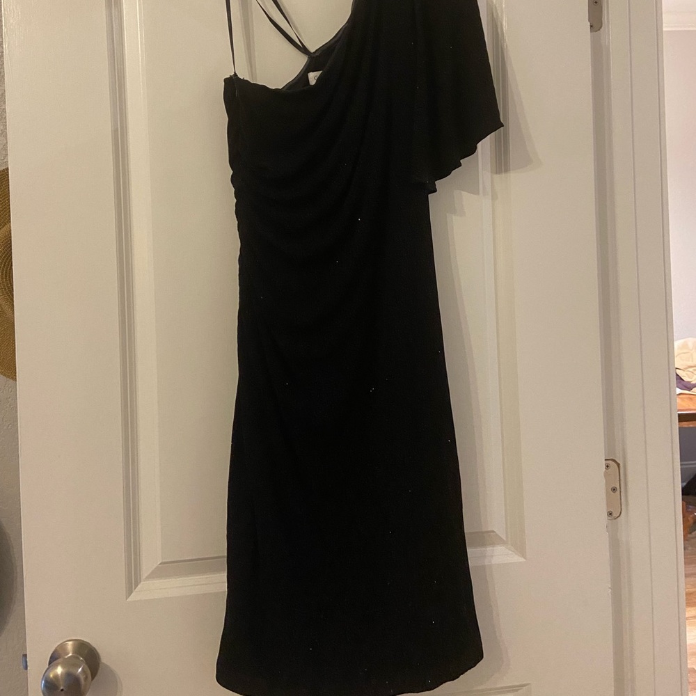 Black sparkle one shoulder cocktail dress